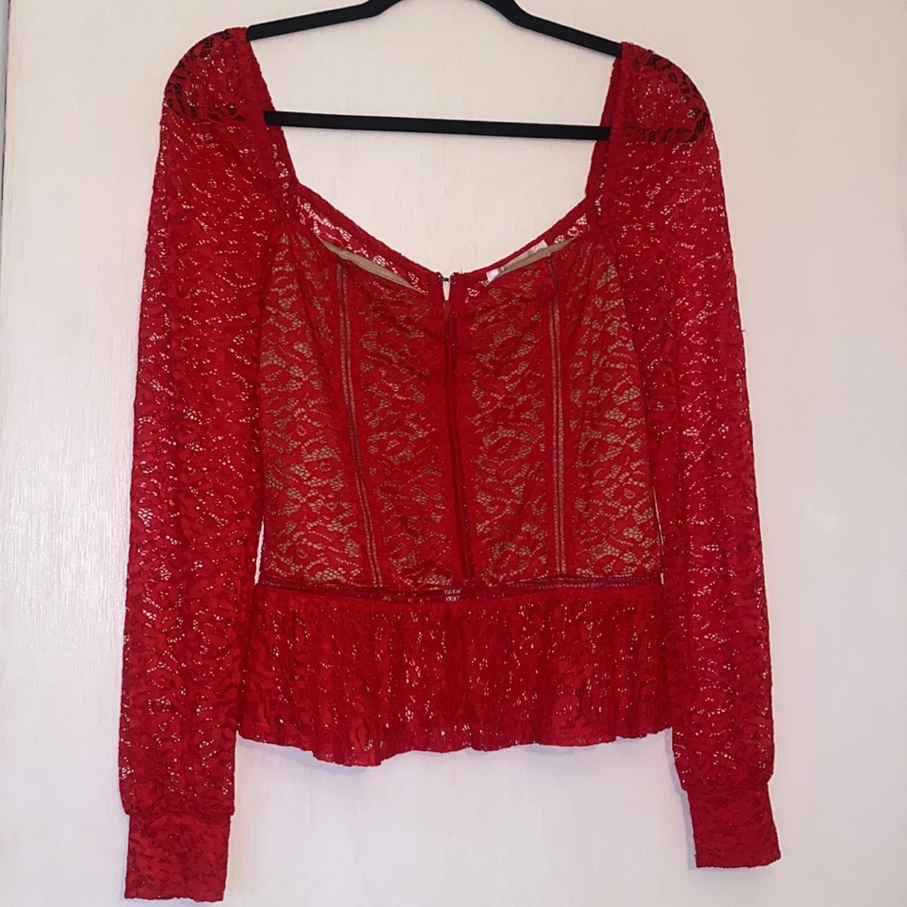Red lace top - Picture 10 of 12